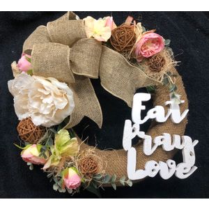 7 seas 365 ukrasni vjenčić s natpisom Eat Pray Love, 30 cm