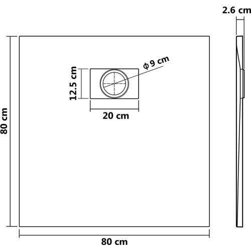 Kada za tuš SMC crna 80 x 80 cm slika 20