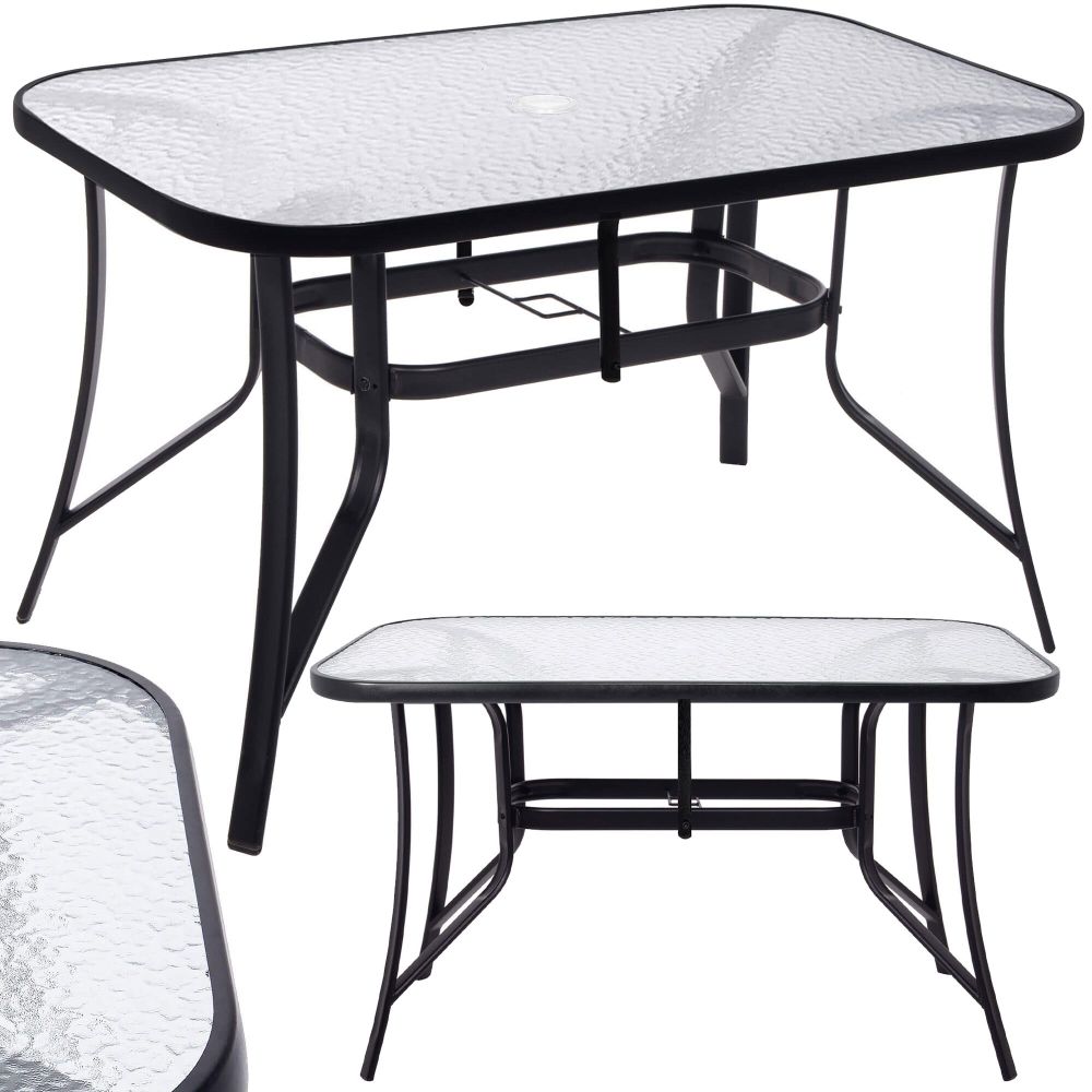Springos stakleni vrtni stol, crni 150 x 90 cm slika 9