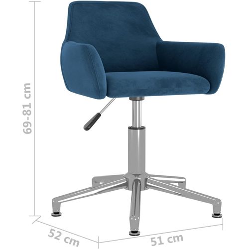 Okretna uredska stolica plava baršunasta slika 14