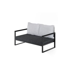 Hanah Home MTLBHC120001 Antracit Crna Baštenska Sofa za 2 Osobe