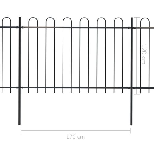 Vrtna ograda s ukrasnim lukovima čelična 11,9 x 1,2 m crna slika 5