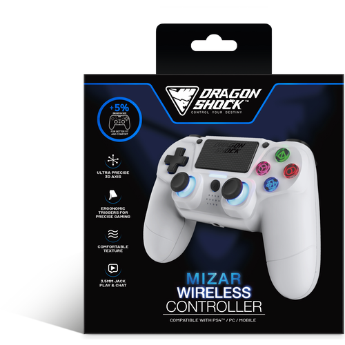 DRAGONSHOCK MIZAR WIRELESS CONTROLLER WHITE PS4, PC, MOBILE slika 5