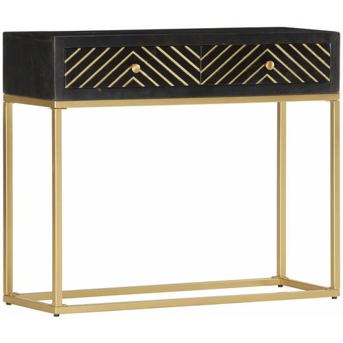 Konzolni stol crno-zlatni 90 x 30 x 75 cm masivno drvo manga slika 14