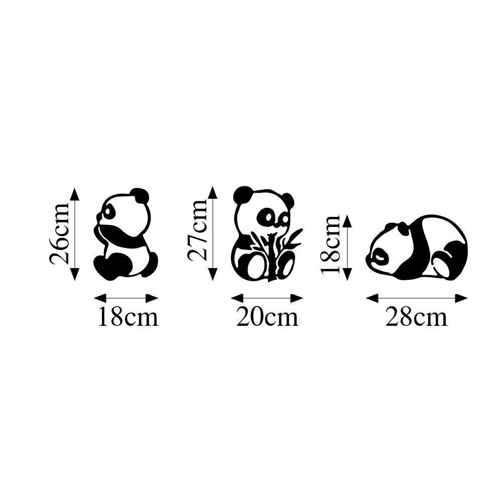 Pandas - 298 Crni Dekorativni Metalni Zidni Ukras slika 6