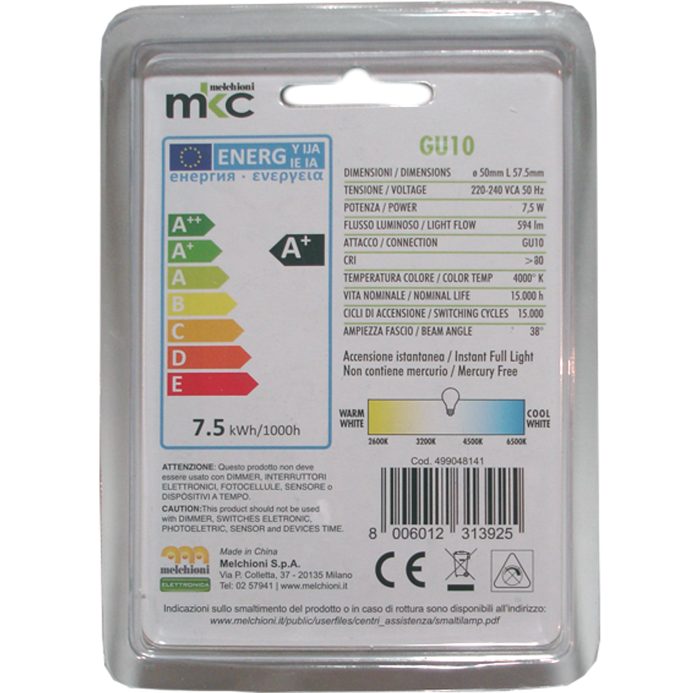 MKC Sijalica,LED 7.5W, 220V AC, 38° prirodno bijela svjetlost - LED MR-GU10/7.5W-N slika 3