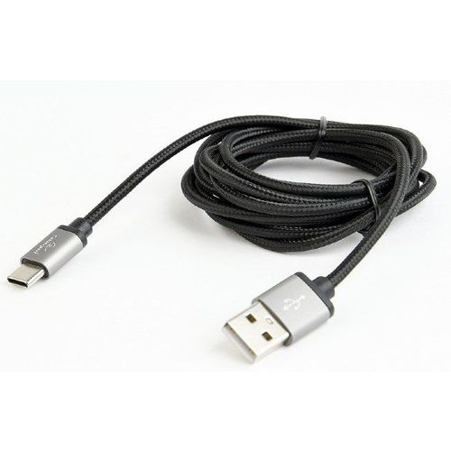 CCB-mUSB2B-AMCM-6 Gembird Cotton braided Type-C USB cable with metal connectors, 1.8 m, black A slika 3