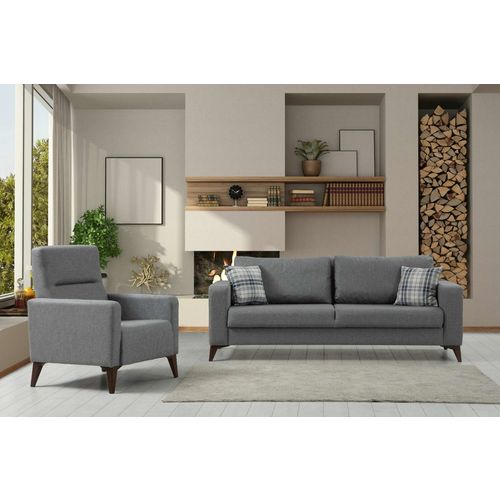 Kristal 3+1 - Dark Grey Dark Grey Sofa Set slika 1