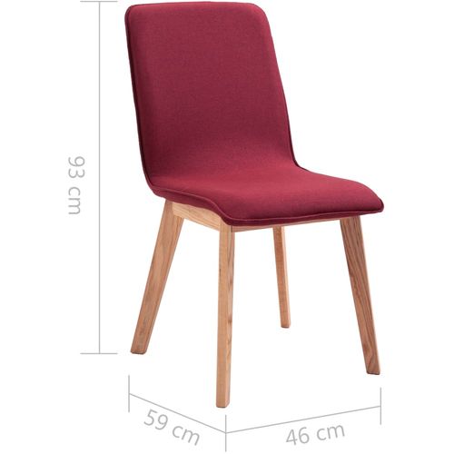 Blagovaonske stolice tkanina i hrastovina 2 kom crvene slika 12