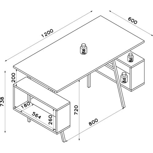 Ironi - White White Study Desk slika 5