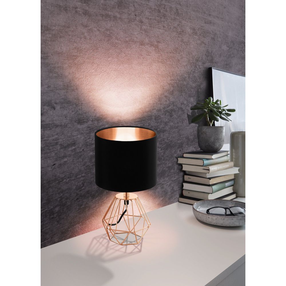 Eglo Carlton 2 Stolna Svjetiljka, E14, Visina 305 mm, Bakar/Crni Tekstil slika 6