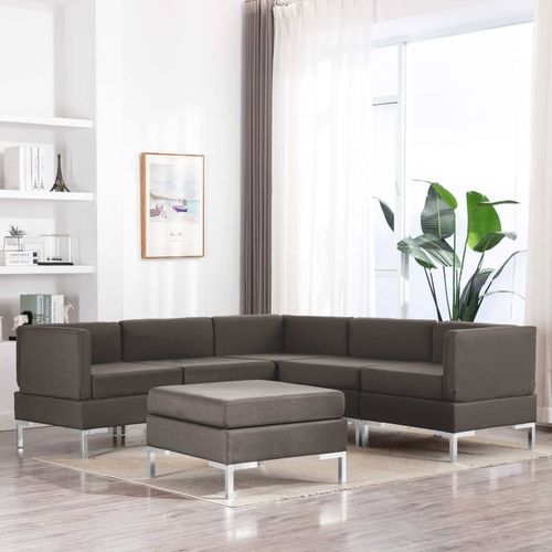 6-dijelni set sofa od tkanine smeđe-sivi slika 1