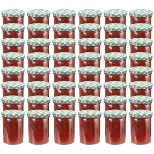 Staklenke za džem s bijelo-zelenim poklopcima 48 kom 400 ml slika 15