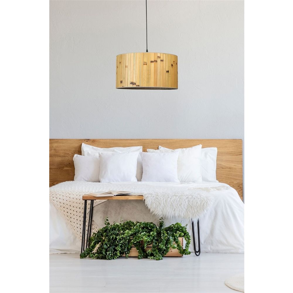 Bambu 02 Abajurlu Tekli Sarkıt Avize - Oak Black slika 2