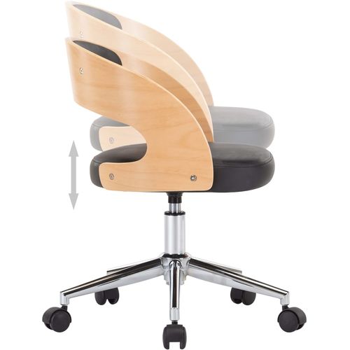 Okretna uredska stolica od savijenog drva i umjetne kože crna slika 6