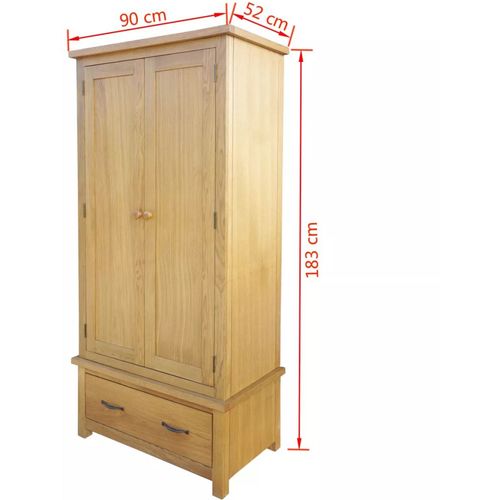 Ormar s 1 ladicom od masivne hrastovine 90 x 52 x 183 cm slika 12