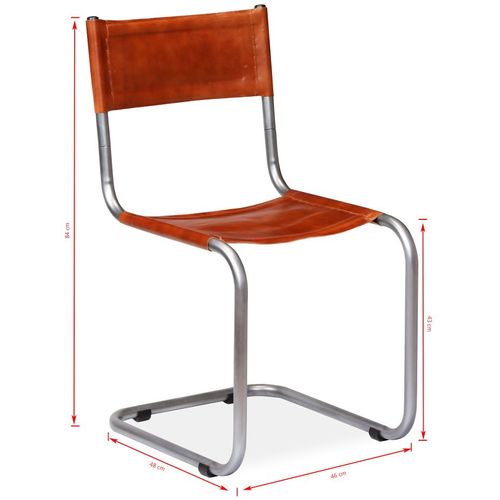 Blagovaonske stolice od prave kože 2 kom smeđe slika 35