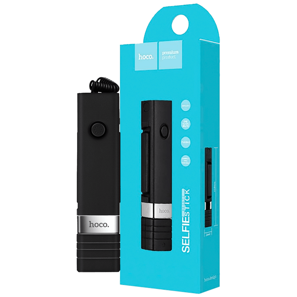 hoco. Selfie stick za smartphone, žični - K3 Beauty Selfie Stick, black slika 1