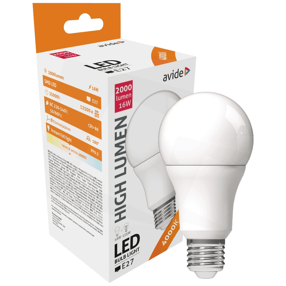 Avide Sijalica, LED 16W, E27, 4000K, 230V AC, bijela svjetlost - Globe A70 16W E27 slika 1