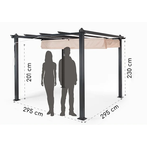 Blumfeldt Pantheon, pergola, vrtni paviljon 3 x 3 m, aluminij, plahta za sunce, poliester slika 3