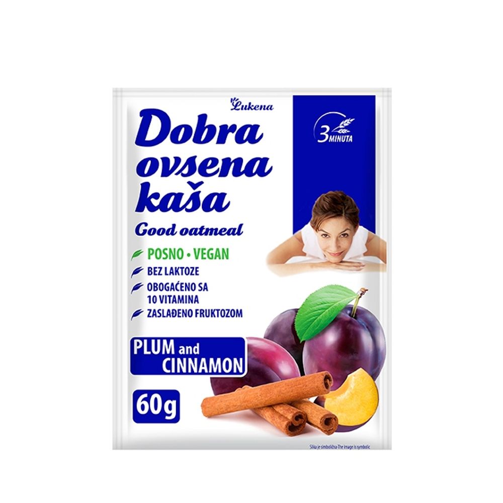 Dobra ovsena kaša Šljiva cimet 60g slika 1