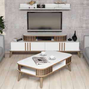 Eylül - Set namještaja za dnevnu sobu u bijeloj boji