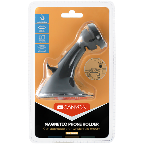 Canyon CH-6 Car Holder for Smartphones,magnetic suction function ,with 2 plates(rectangle/circle), black ,97*67.5*107mm 0.068kg slika 4