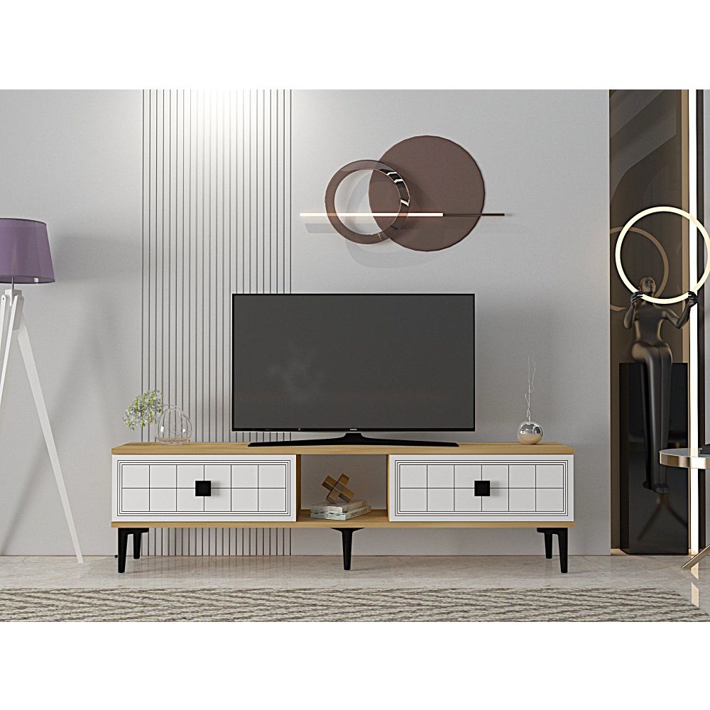 TV Stalak Yuka 150 - Saphirni Hrast i Bijela slika 1