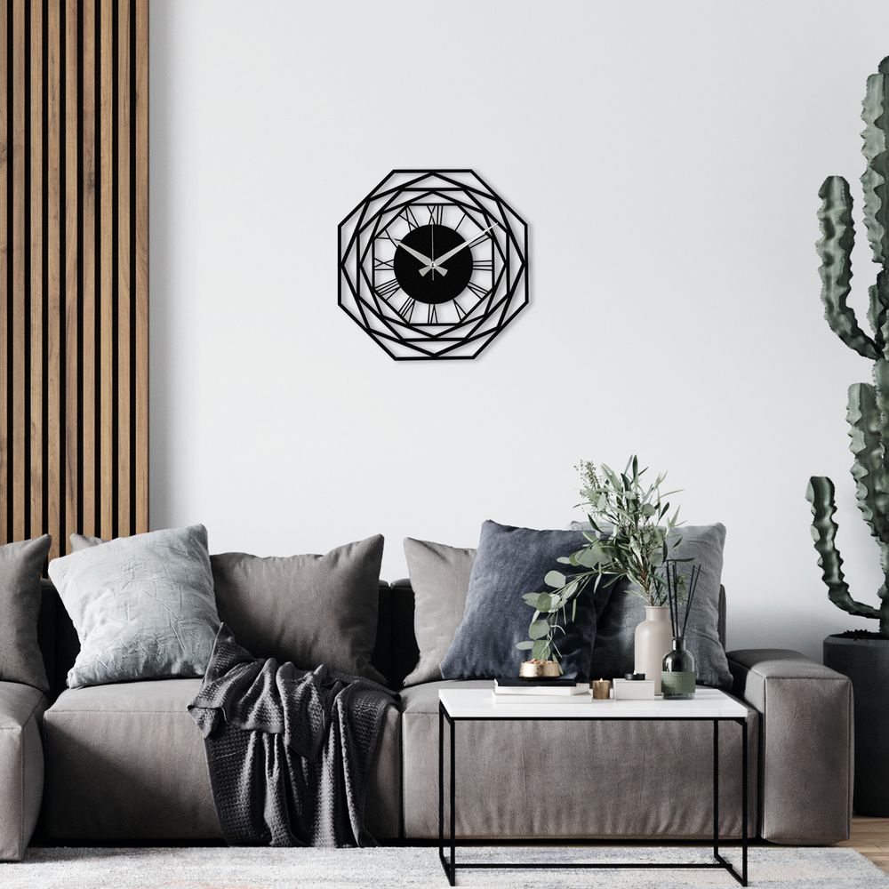 Enzoclock - S012 Crni Dekorativni Metalni Zidni Sat slika 1