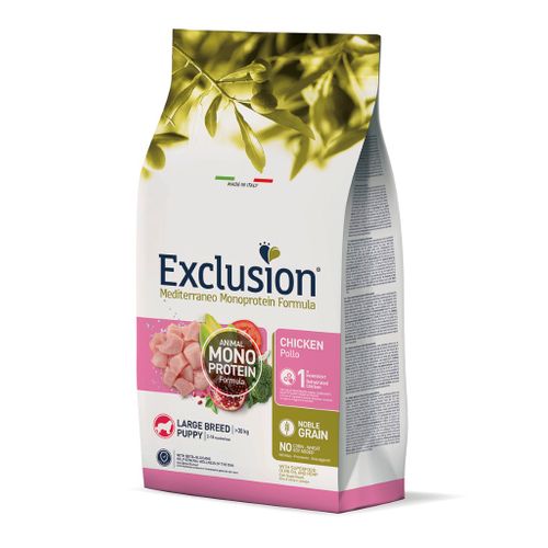 Exclusion Mediterraneo Monoprotein Formula Puppy Large, potpuna hrana za pse, za štence velikih pasmina, piletina, 12 kg slika 1