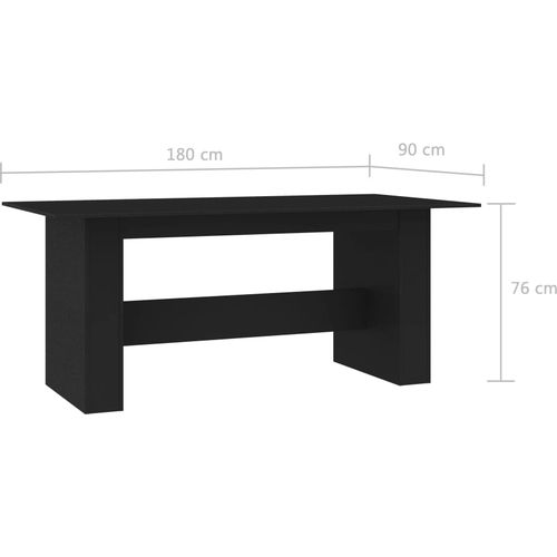 Blagovaonski stol crni 180 x 90 x 76 cm od iverice slika 12