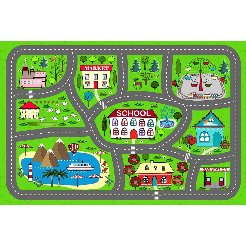 Tanka dječja staza za igru sa digitalnim printom Gradske ulice (100 x 150 cm) HMNT107 slika 2