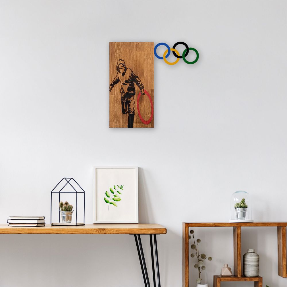 Dekorativni Drveni Zidni Ukras 'Banksy - 14 Walnut' u Crnoj Boji slika 3