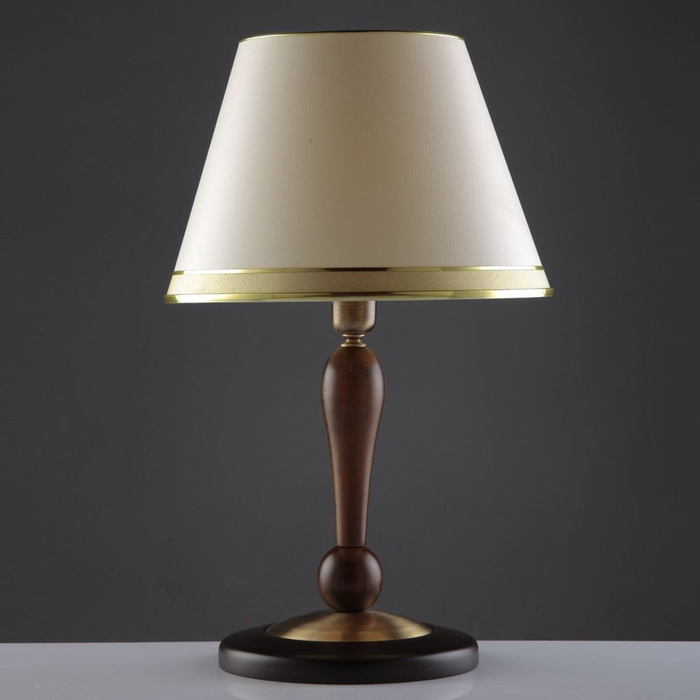 HML-9046-1E Krem Stona Lampa od Orahovog Drveta slika 1