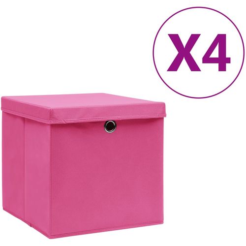 Kutije za pohranu s poklopcima 4 kom 28 x 28 x 28 cm ružičaste slika 1