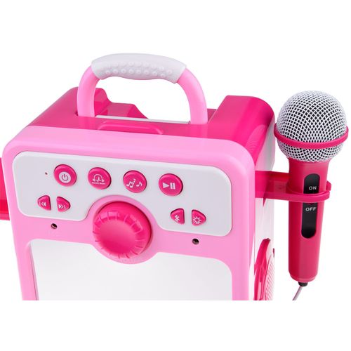 Disko zvučnik s mikrofonom za karaoke rozi slika 6