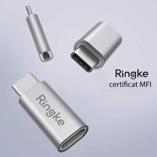 Ringke - Premium adapter MFI (Made for iPhone) Fast Charge - Lightning To Type-C - sivi slika 3