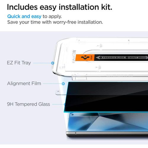 Spigen - Glas.tR EZ-FIT (2 kom) za Samsung Galaxy S24 Ultra - Privacy slika 5