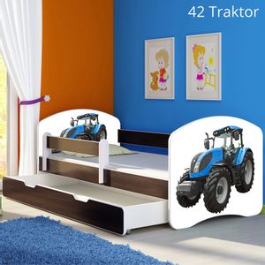 Dječji krevet ACMA s motivom, bočna wenge + ladica 140x70 cm 42-traktor