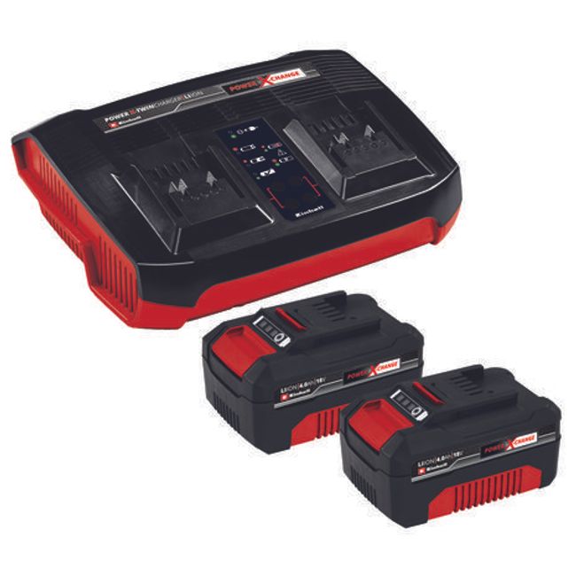 Einhell Punjač baterija PXC Twincharger Kit 2x4.0 Ah  18V baterije + punjač, dva mjesta za punjenje