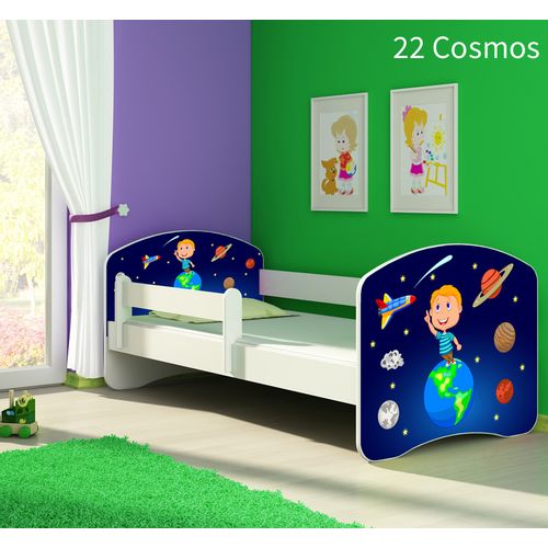 Dječji krevet ACMA s motivom, bočna bijela 160x80 cm 22-cosmos slika 1