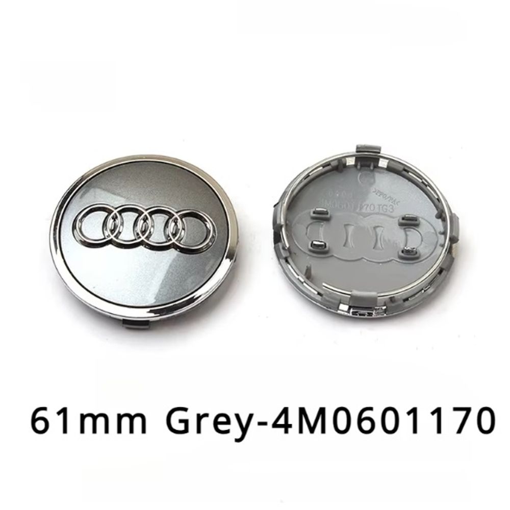 Čep za aluminijumske felge ASY Audi sivi 61/57mm (hrom prsten) slika 1