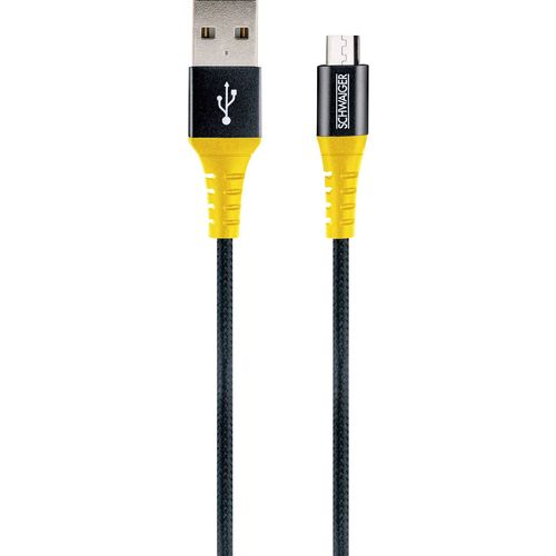 Schwaiger USB kabel USB 2.0 USB-A utikač, USB-Micro-B utikač 1.20 m crna, žuta odporan na paranje WKUM10511 slika 2