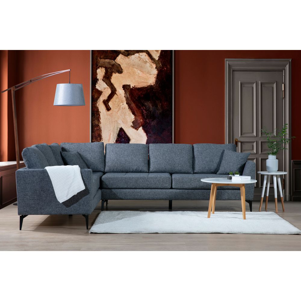 Tempo Ugaona Sofa Lijeva (3+3R) Tamno Siva slika 1