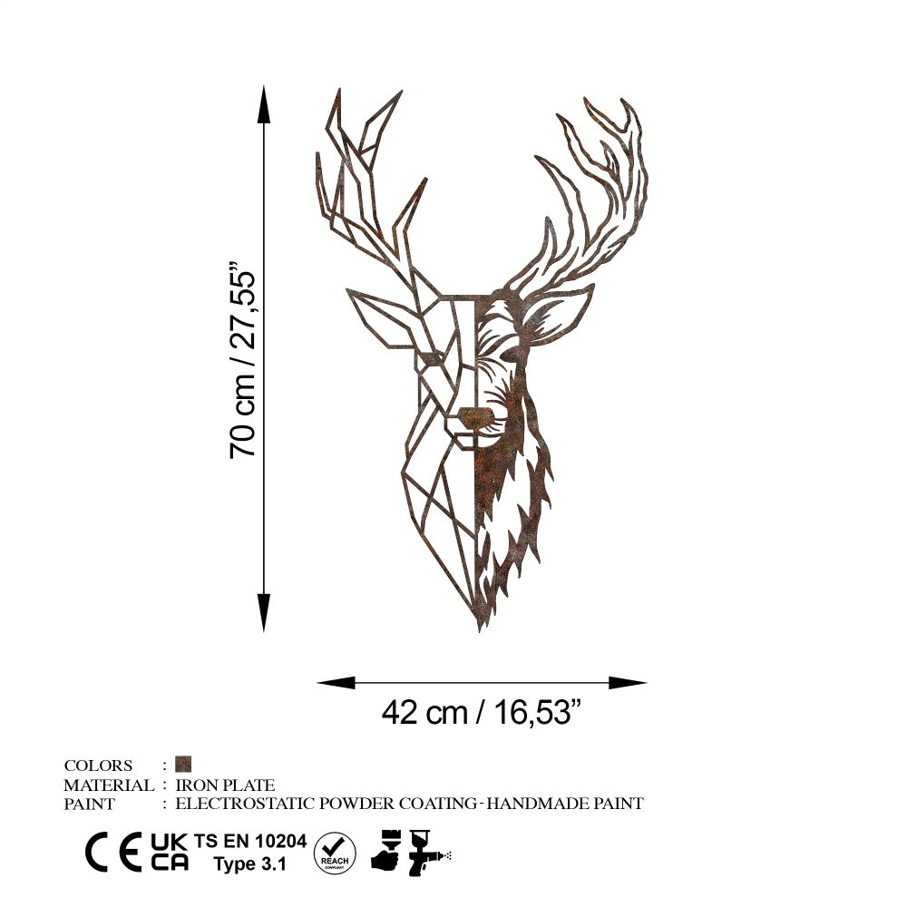 Decorative metal wall accessory Rusty Deer 3, colour: antiquation slika 7