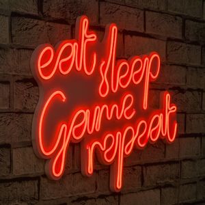 eat sleep game repeat - red red Decorative Plastic Led Lighting