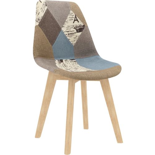 Blagovaonske stolice od tkanine 6 kom s uzorkom patchworka sive slika 2
