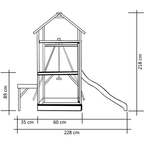 Kućica za igru tobogan, ljuljačka i ljestve 238x228x218 cm drvo slika 8