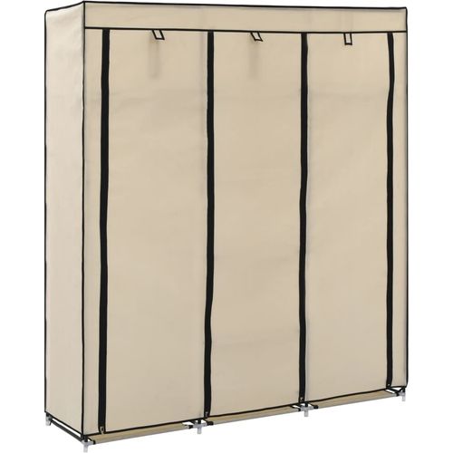 282455 Wardrobe with Compartments and Rods Cream 150x45x175 cm Fabric slika 13