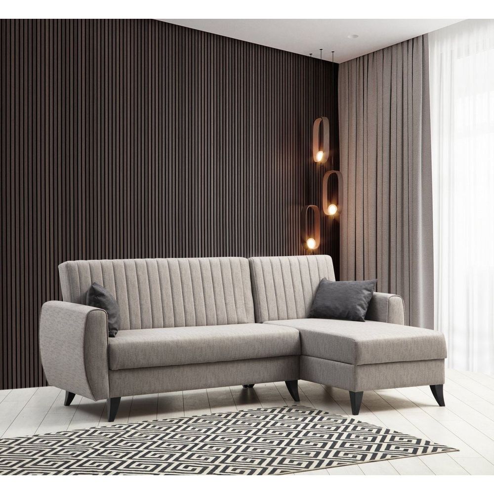 Alkon - Svijetlo Siva Ugaona Sofa na Razvlačenje slika 1